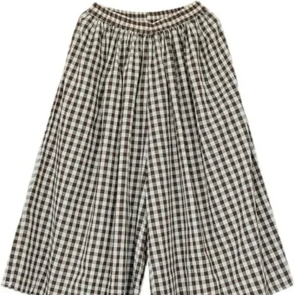 Plaid Gingham Wide Leg Capri Pants - Picture 6 of 6